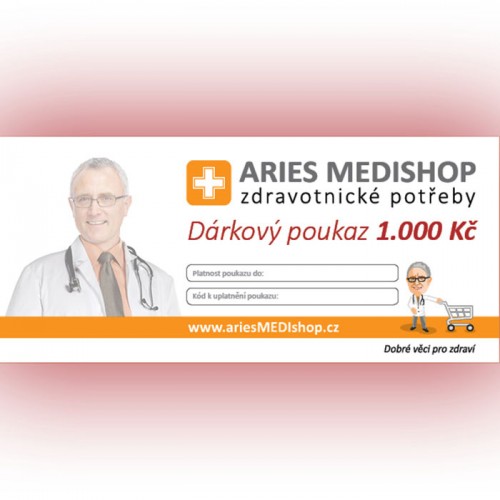 Dárkový poukaz ariesMEDIshop.cz na nákup zboží v hodnotě 1.000 Kč.