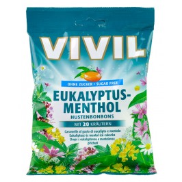 VIVIL bombóny s příchutí eukalyptu, mentolu a bylinek 80 g